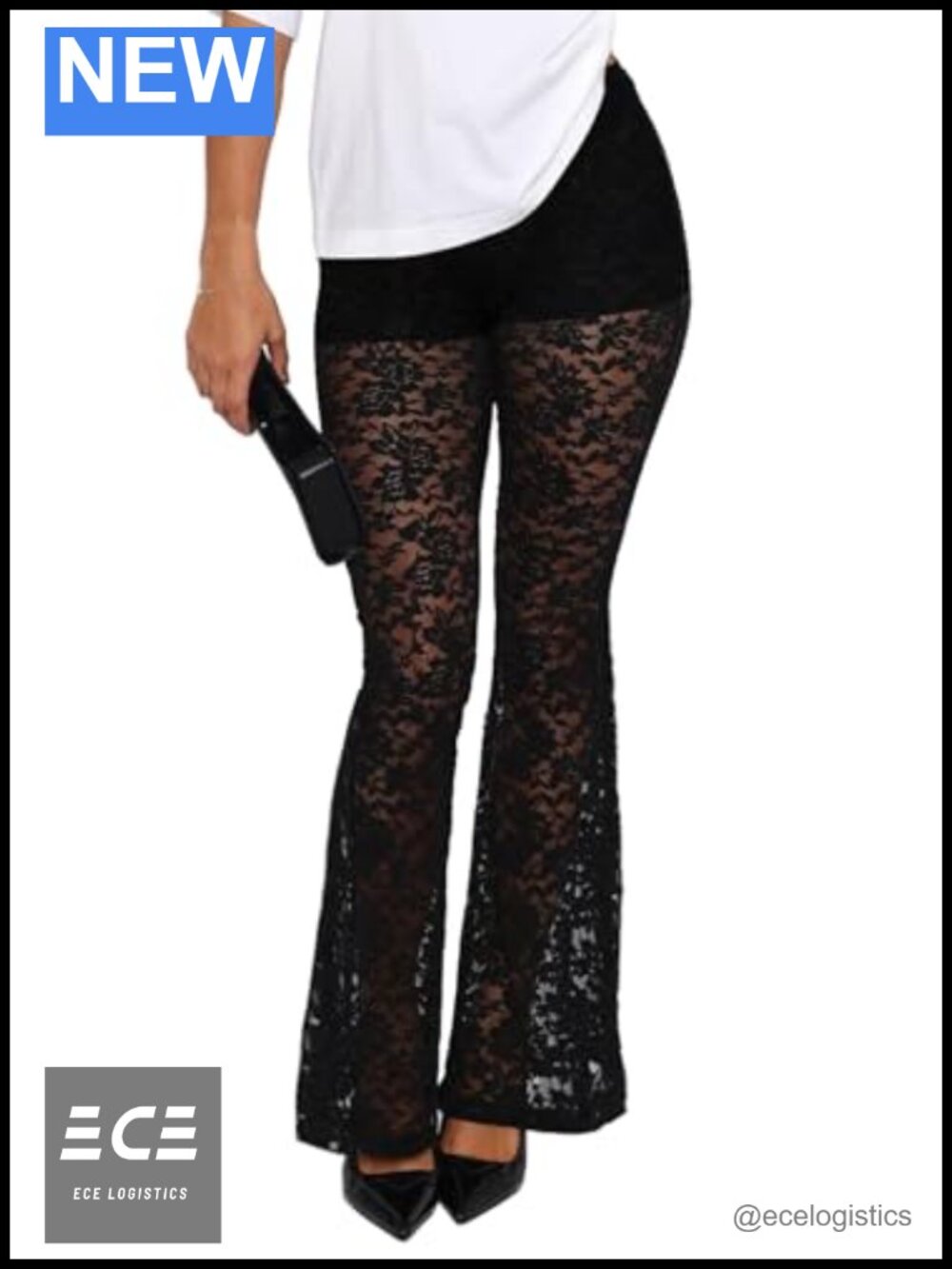 Lace Mesh Sheer Flare Leggings Bell Bottom Rave Clubwear